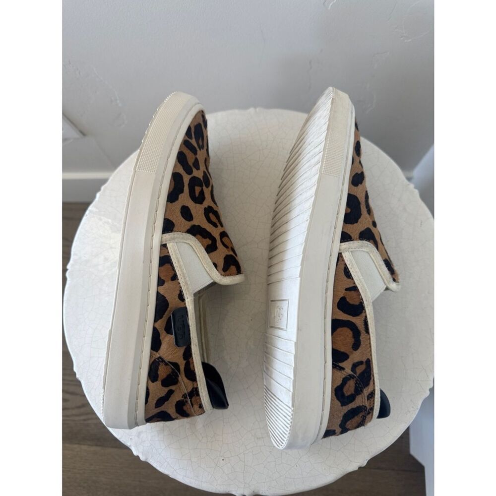 UGG ALAMEDA Spotty Leopard Print Slip-On Sneakers Tan Brown Calf Hair Size 8 EUC - Picture 4 of 12